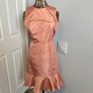 J Crew Taffeta Elegant Peach Sleeveless Dress, With Black Back Bow. Size 2.